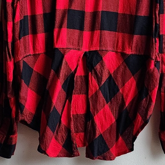 Lucky Brand Red/Black Plaid Brushed Flannel Button Down Shirt Size Small - Picture 16 of 16